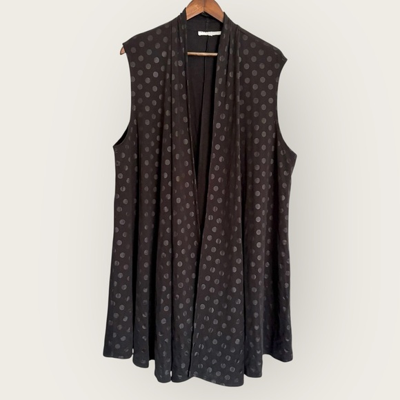 bryn Walker Jackets & Blazers - BRYN WALKER Sebastian Open Front A Line Cardigan Vest | Polka Dot Black | 1X